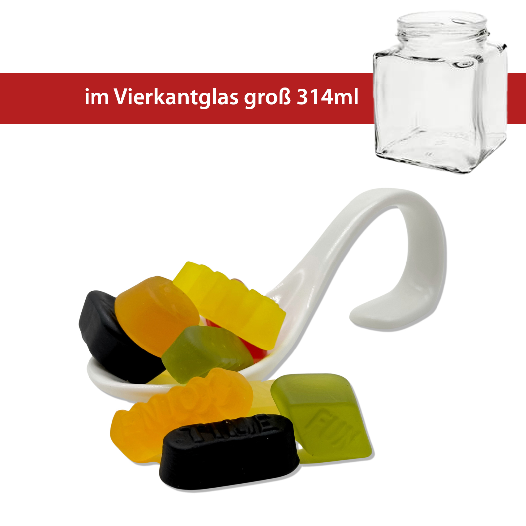 Weingummi Englisch 200g
Vierkantglas groß
40 Stück pro Karton