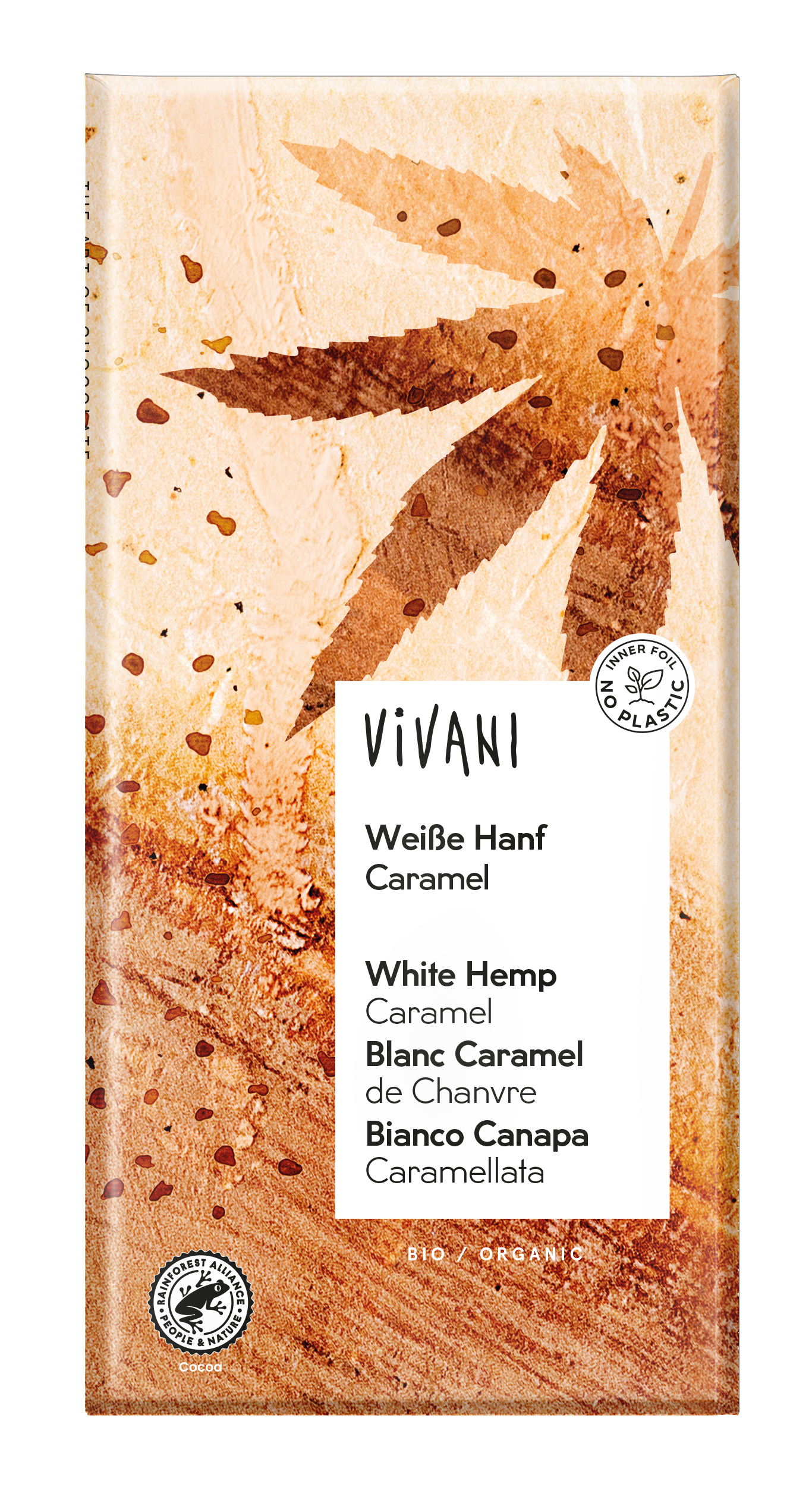 VIVANI weiße Hanf Caramel Schokoladentafel 80g
BIO
10 Stück pro Karton