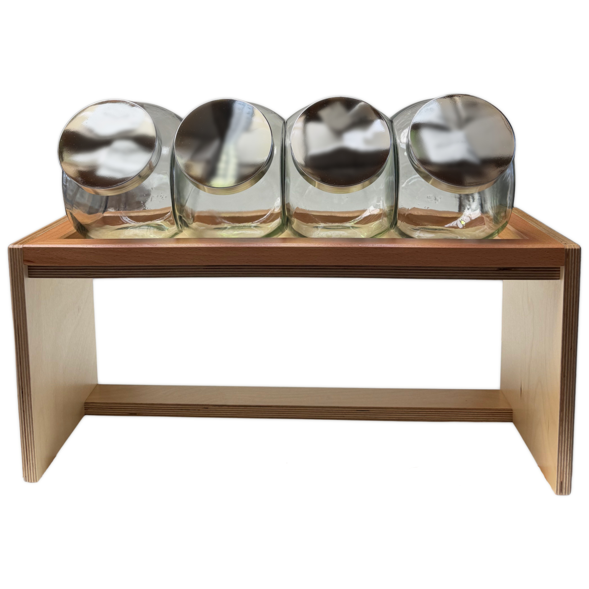 Candybar-Oberteil aus Holz, Natur, für 4 Gläser L=46 cm / T= 17,5 cm / Höhe 25,8 cmpassendes Zubehör:
12221-Unterteil Natur 11203-Bonbonglas mit Deckel