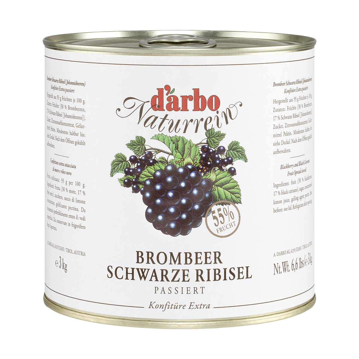 DARBO Brombeere/Schwarze Ribisel Konfitüre Naturrein
55% Frucht ohne Konservierungsstoffe