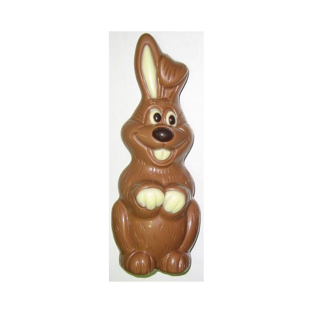 Osterhase 25g (Größe 10 cm)
2-farbig Edel-Vollmilchschokolade in Klarsicht
27 Stück pro Karton