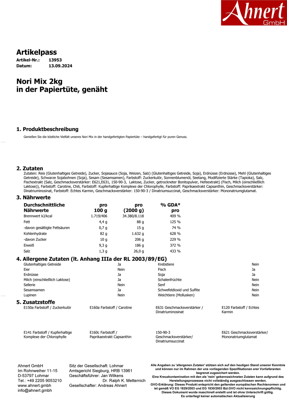 Nori Mix 2kg
in der Papiertüte, genäht