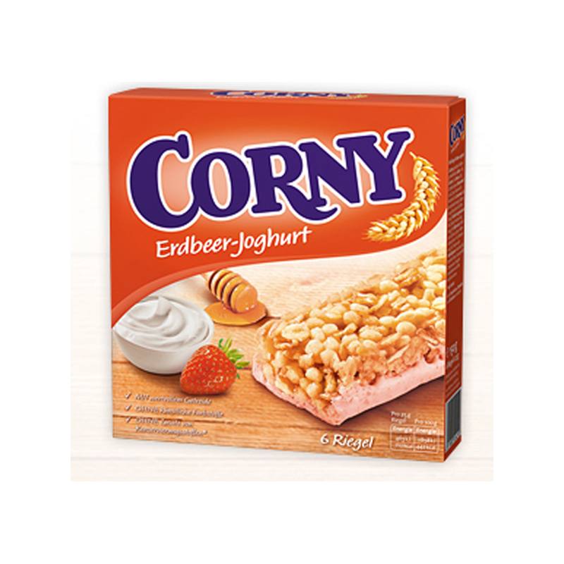 Corny Erdbeer Joghurt Riegel 6 x 25 g pro Pack (=150 g) 10 Pack pro Karton