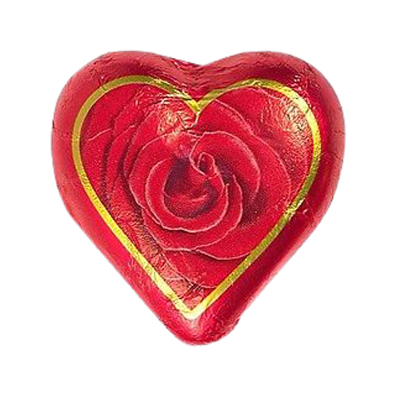 Schokoladenherz in Rotstanniol mit Rosenmotiv 40x15 g pro Dose - Storz *nur auf Vorbestellung-5 Werktage*