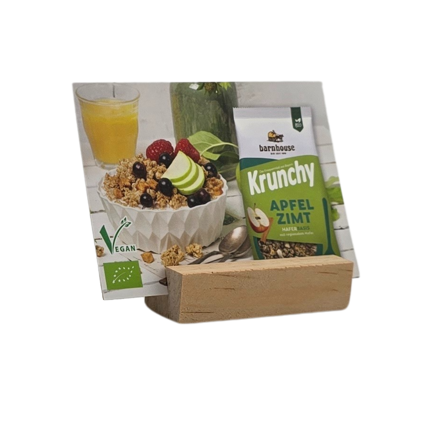 Barnhouse Krunchy Apfel Zimt Sortenkarte
Buffetbeschilderung mit Zutatenliste/Allergenhinweis
BxH ca. 105 x 80 mm