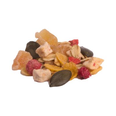 Früchte Müsli 80g
8,5cm Sechskant-Glas 
24 Stück pro Karton