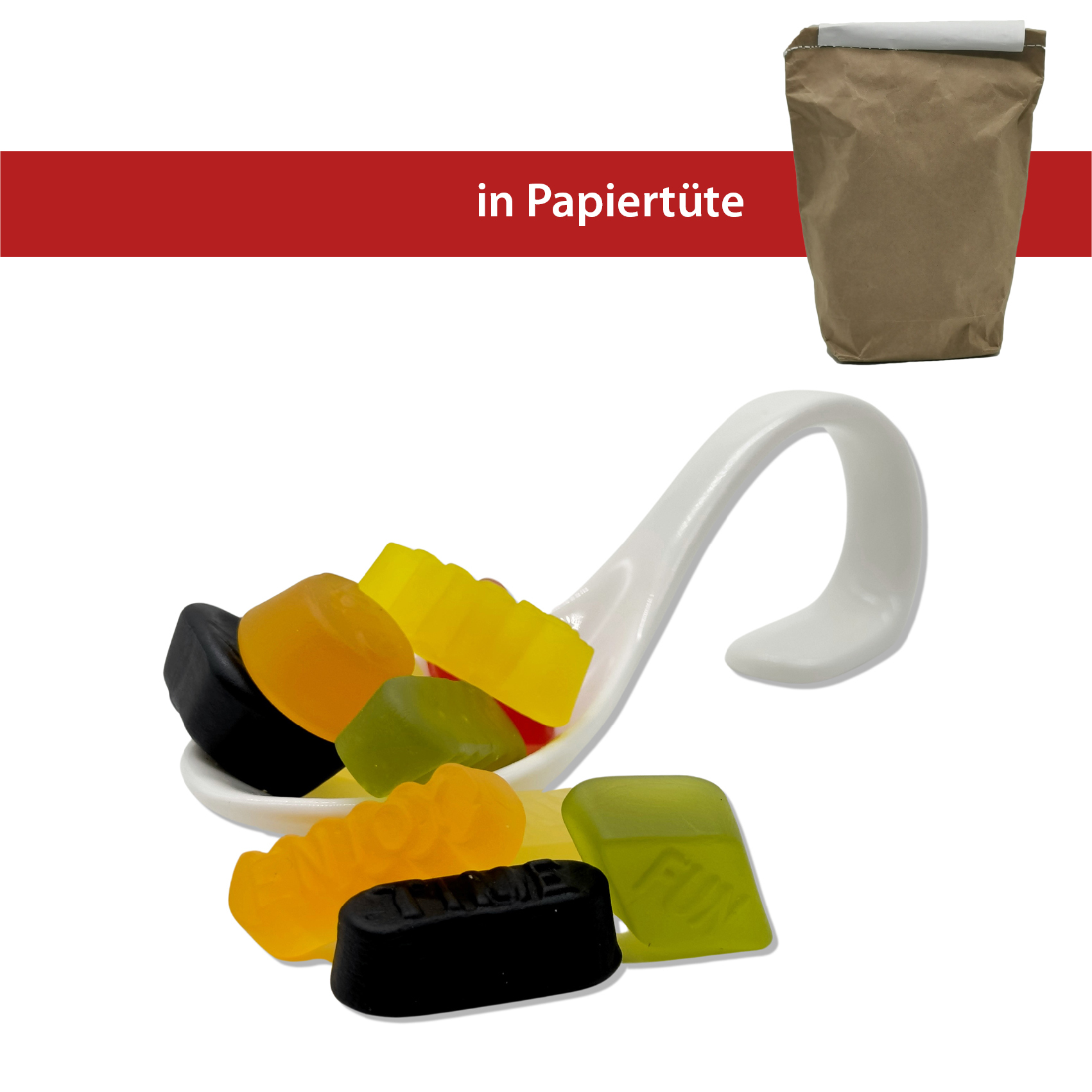 Weingummi Englisch, 2,5kg
in der Papiertüte, genäht