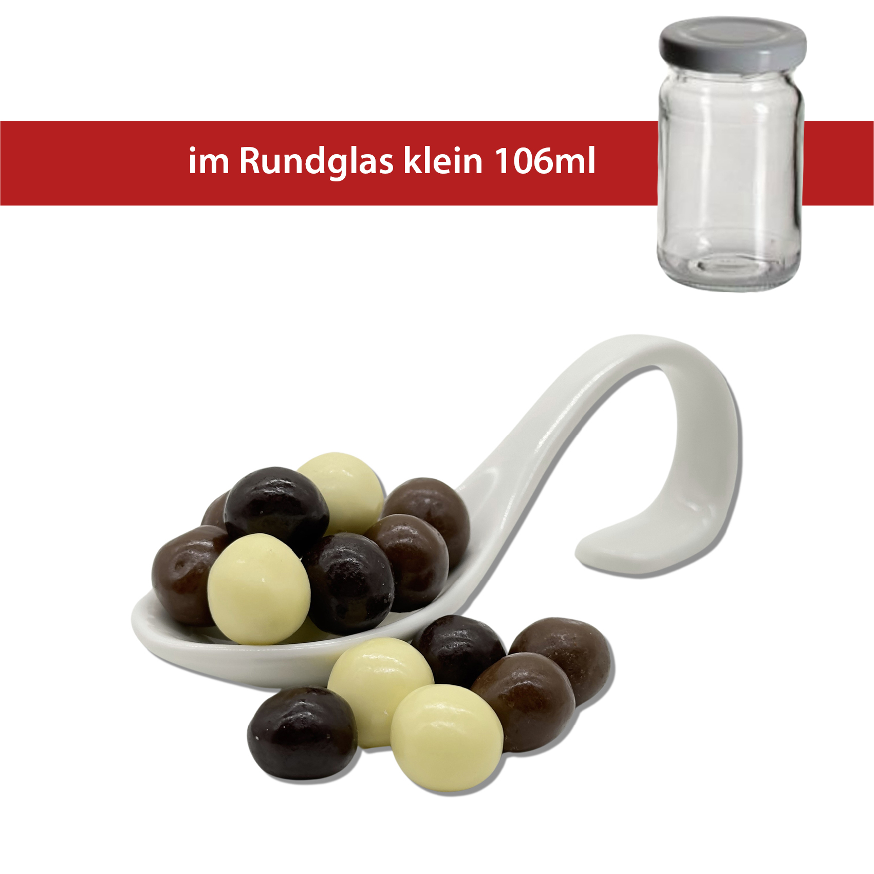 Schoko Crunch Balls 35g
Rundglas klein 106ml
40 Stück pro Karton