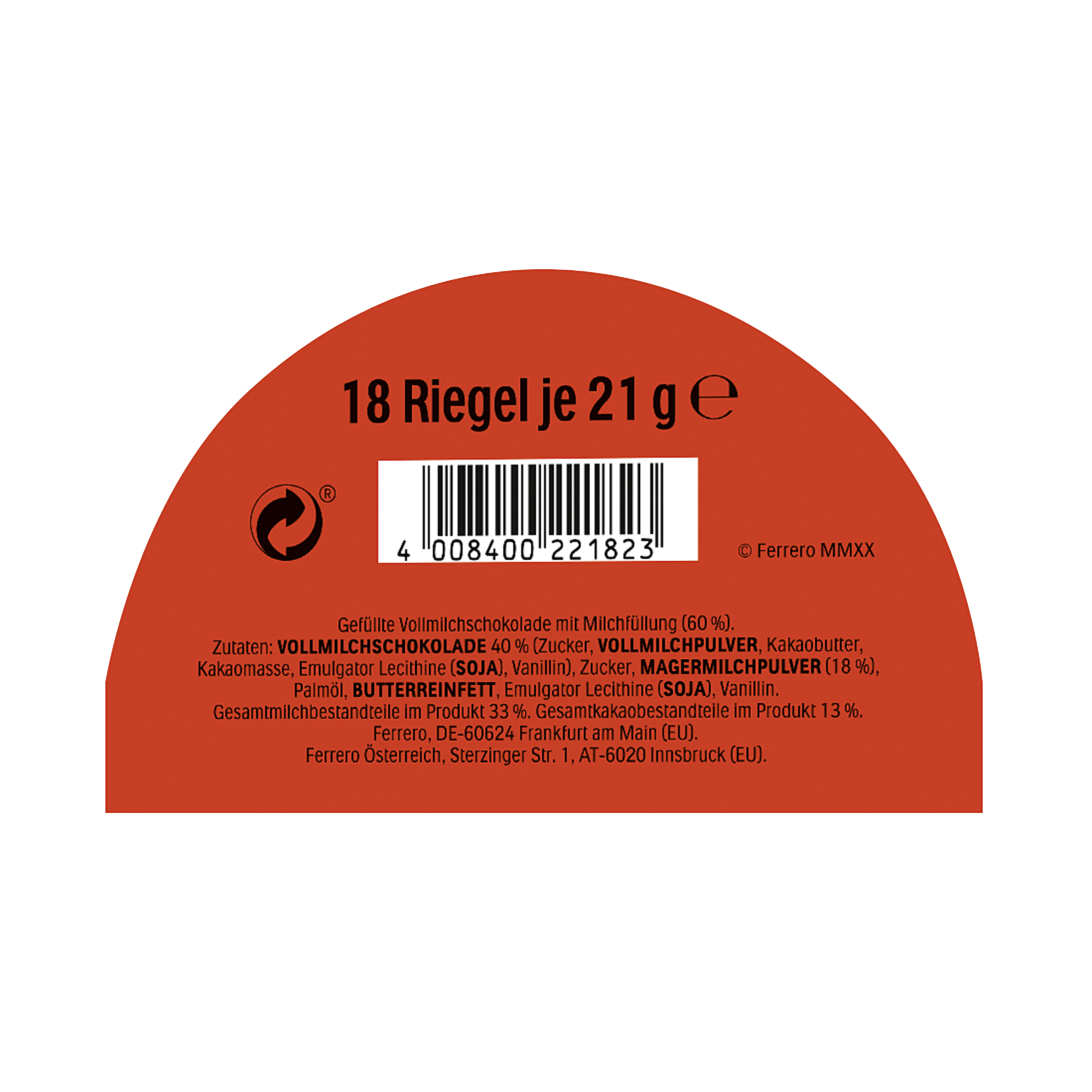 kinder Riegel 18er Packung - 18 Riegel a 21g
