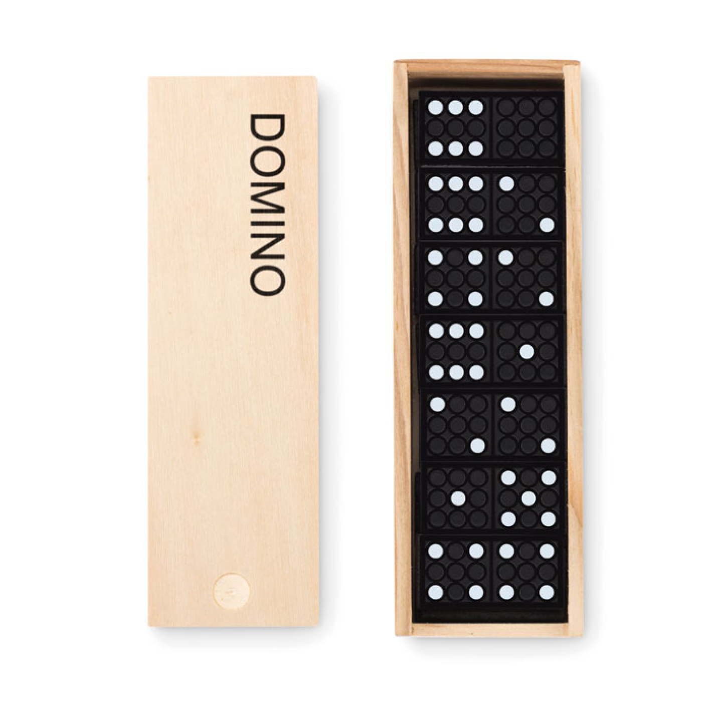 Domino Steine aus Kunststoff in einer Holzbox 14,5 x 4,5 x 2,5 cm VPE 12 St.