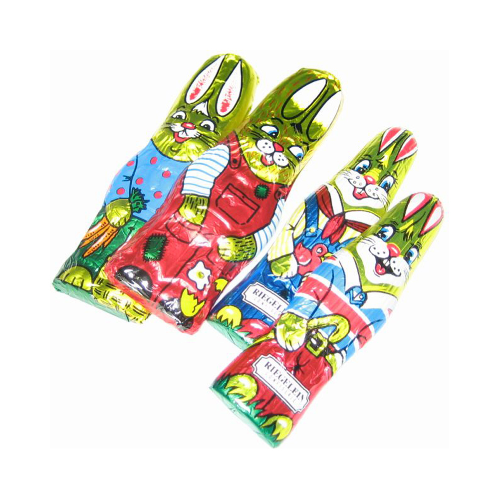 Osterhase massiv 12,5g klein & flach in Vollmilch
Größe 9cm
80 Stück pro Karton