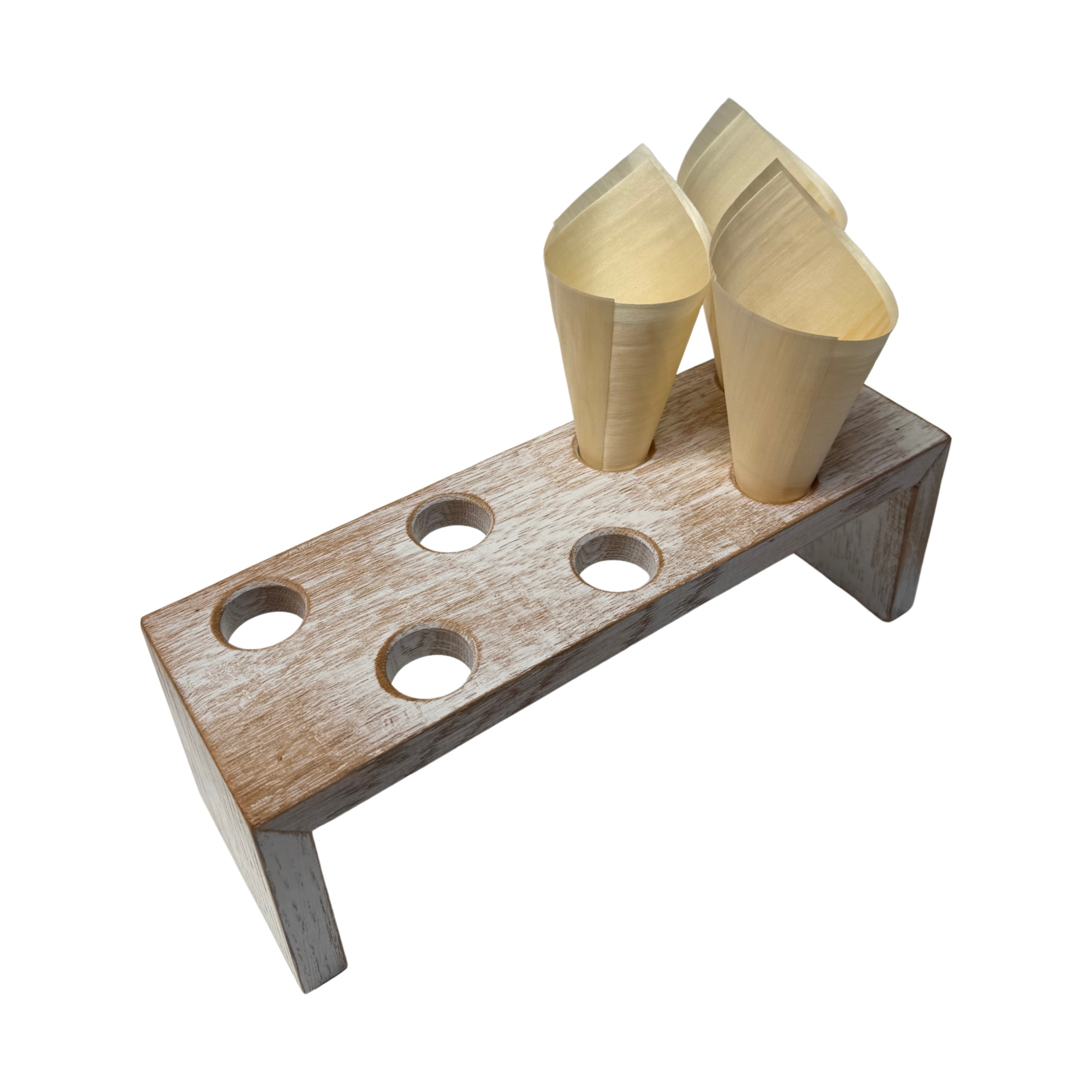 Holzbrücke für Spitztüten
27,5cm x 9cm, Bohrausschnitt Ø 2,5cm
Farbe Vintage