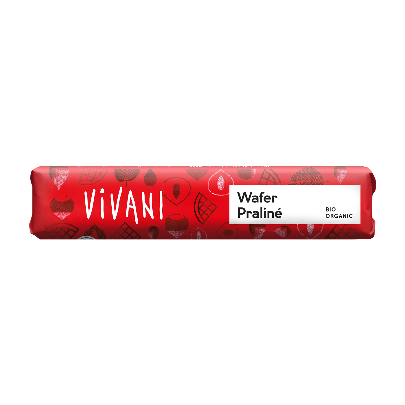 VIVANI Wafer Praline Schokoriegel mit Haselnuss-Nougat und Waffelstückchen 40g BIO - 18 Stück pro Karton