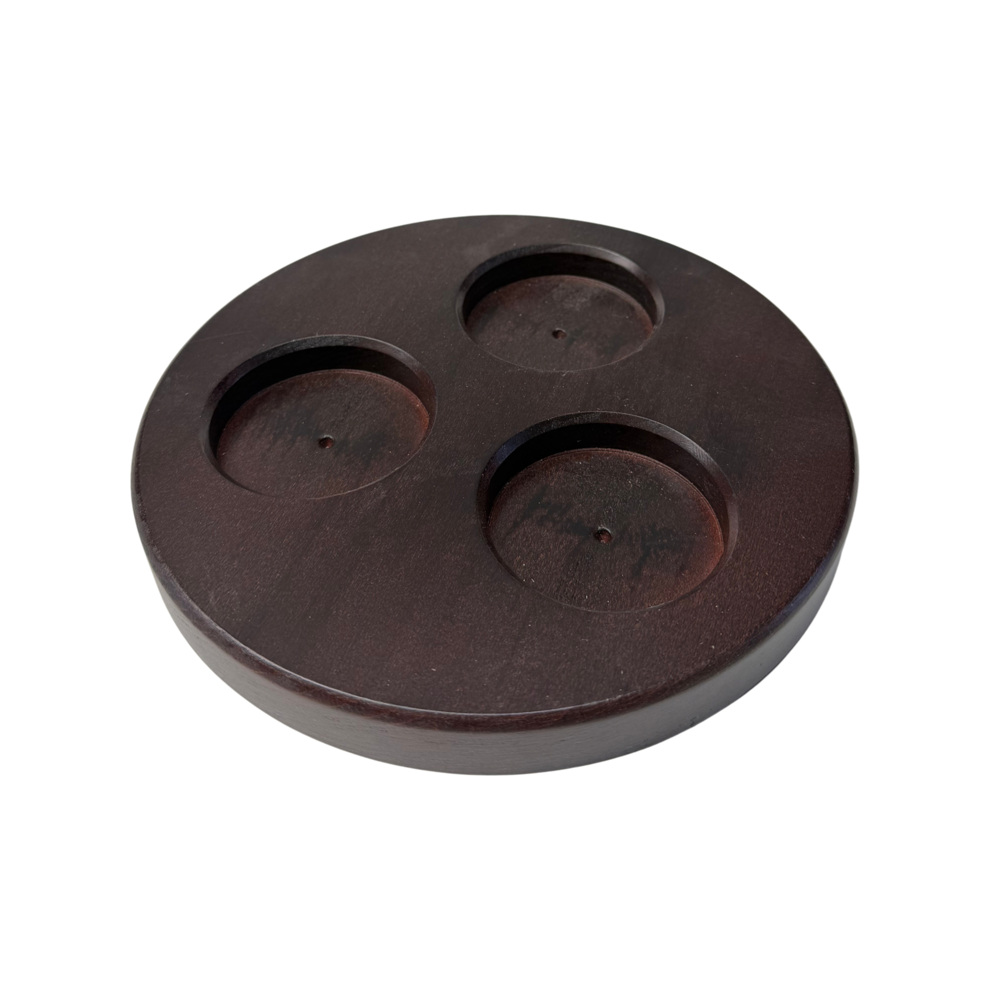 Holztableau für drei Glas Karaffen rund Wenge - Carafon 25 cl oder 12,5 cl