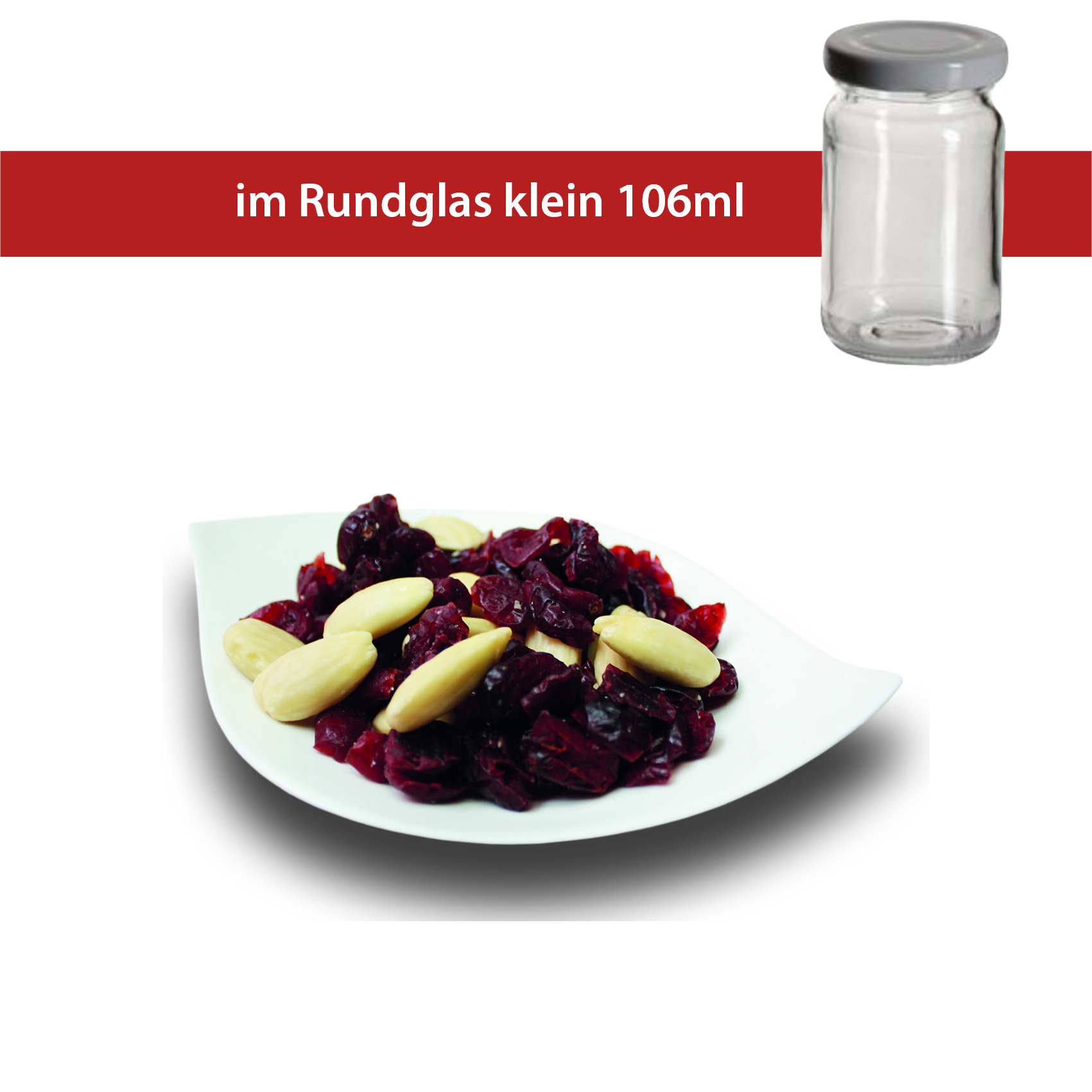 Cranberry Mandel Mix im Rundglas klein 106ml 50g - 40 Stück pro Karton