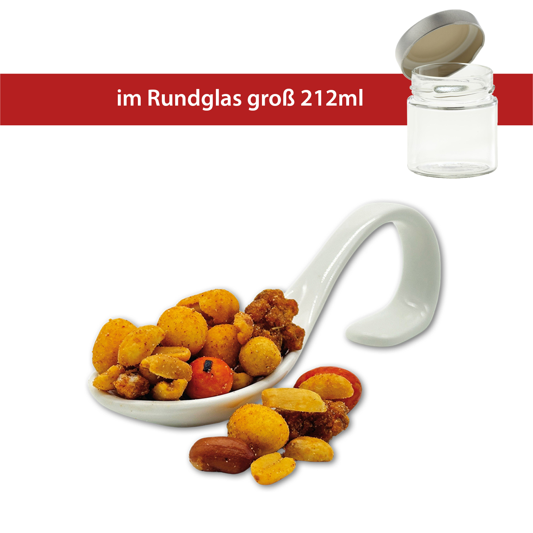 Happy Hour Snack Mix 
im 70g  Rundglas groß 212ml
22 Stück im Karton