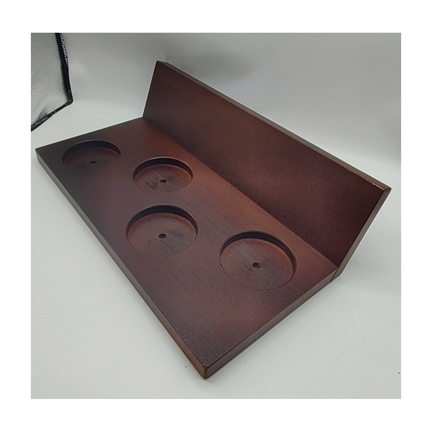 Holztableau mit Rückwand - Wenge für vier Glas Karaffen - Vin 50cl