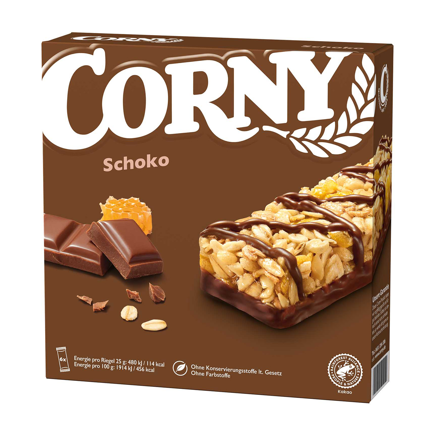 Corny Schoko Riegel 6 x 25 g pro Pack (=150 g)10 Pack pro Karton