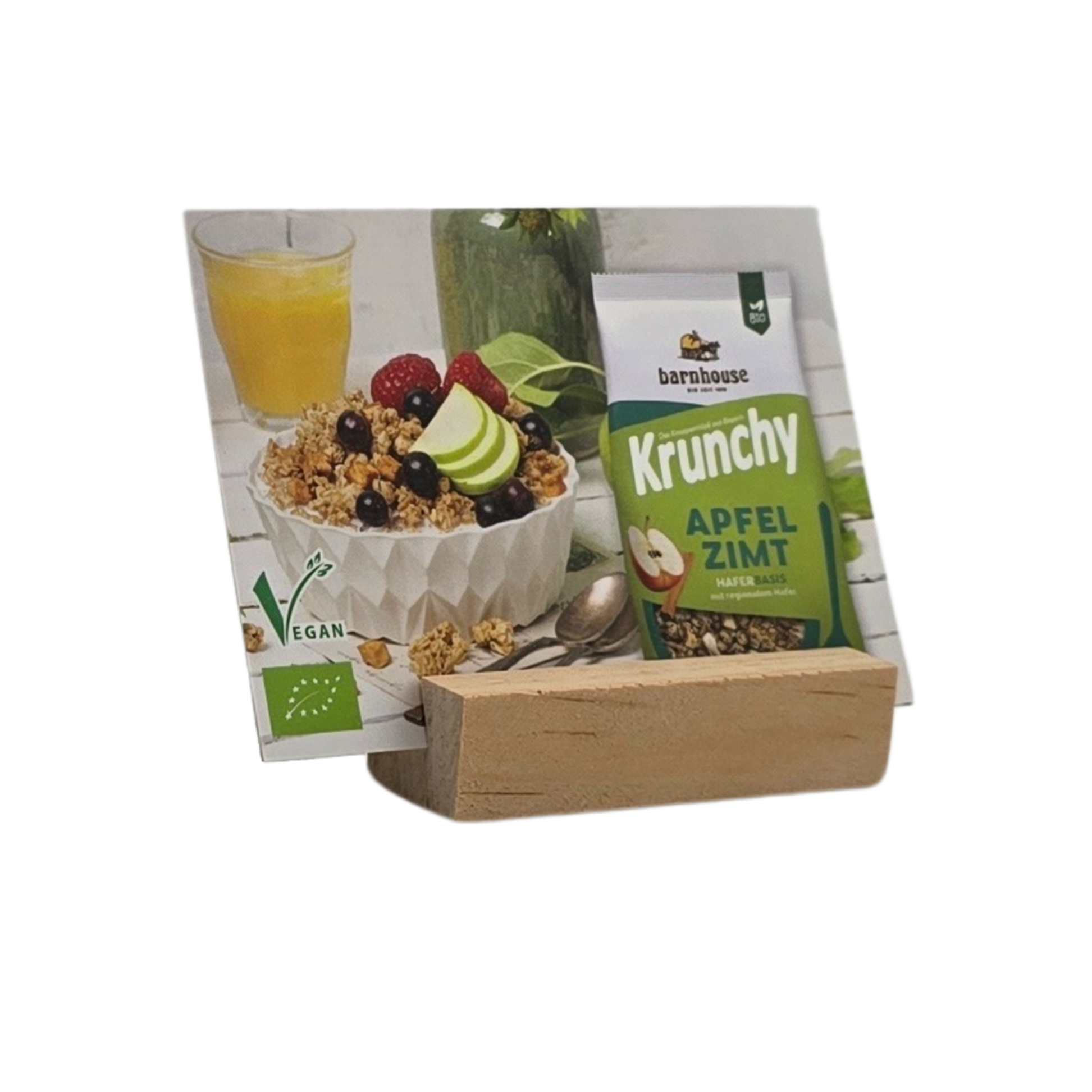Barnhouse Krunchy Apfel Zimt Sortenkarte
Buffetbeschilderung mit Zutatenliste/Allergenhinweis
BxH ca. 105 x 80 mm