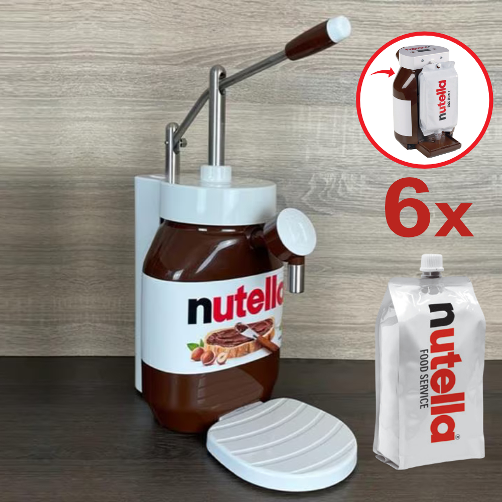 1x Manueller Dispenser inklusive 6kg Nutella-Nachfüll-Portionsbeutel 1x Manueller Dispenser inklusive 6kg Nutella-Nachfüll-Portionsbeutel