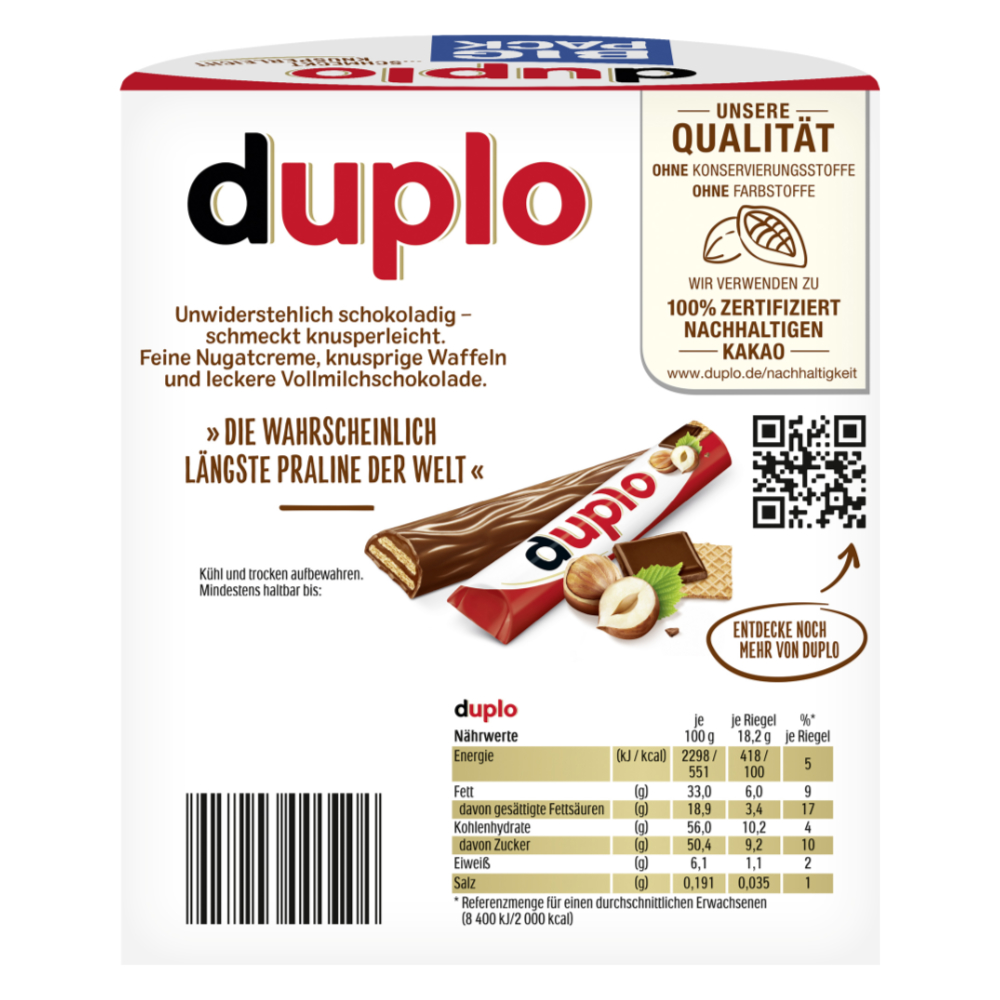 duplo Riegel 18er Packung - 18 Riegel a 18,2g