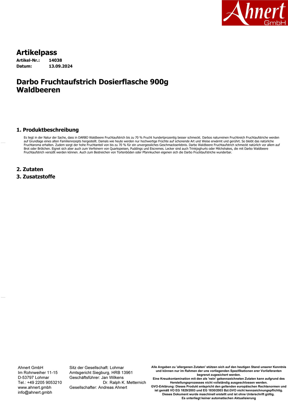 Darbo Fruchtaufstrich Dosierflasche 900g 
Waldbeeren