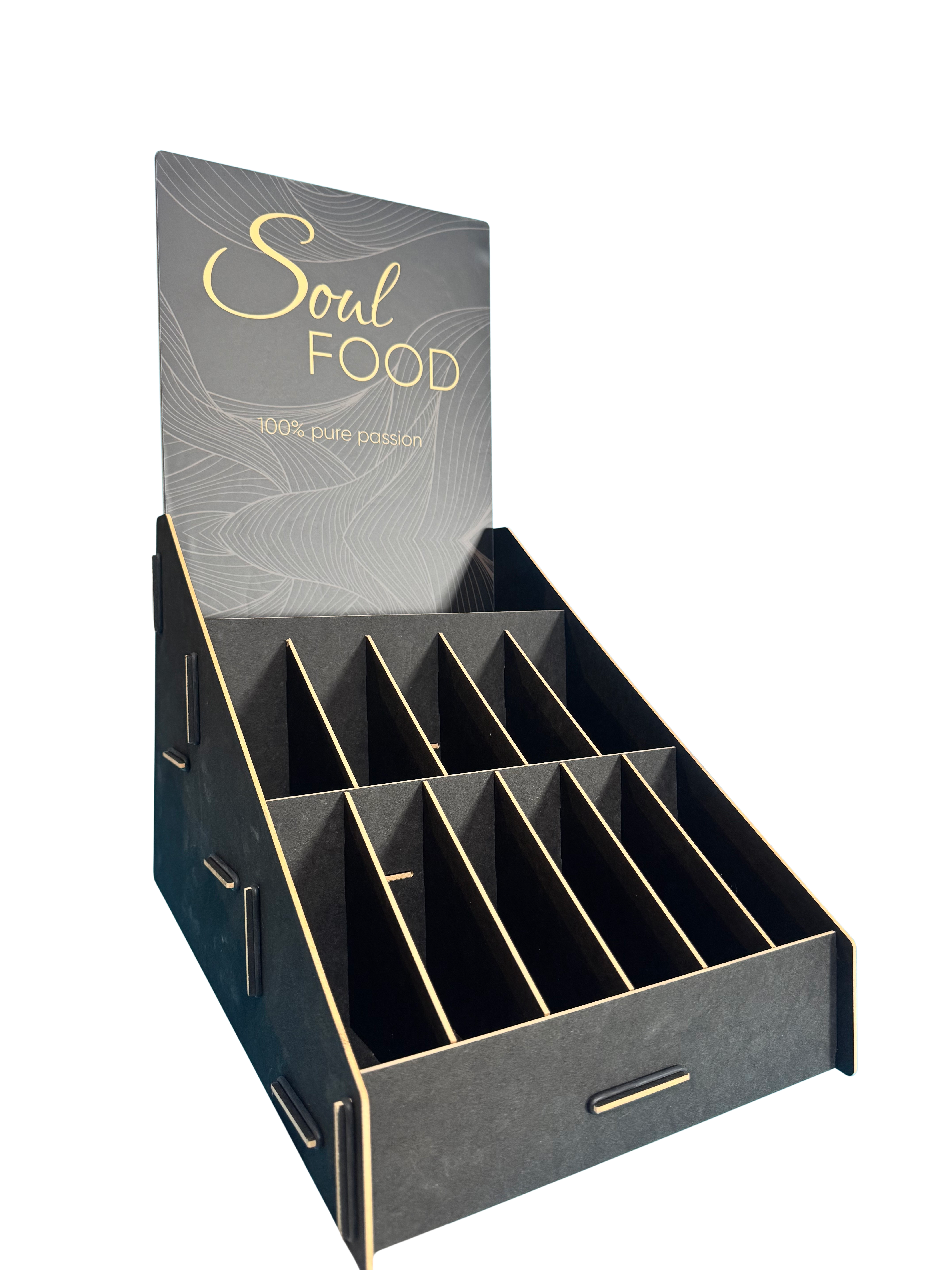 Soulfood Thekendisplay schwarz matt