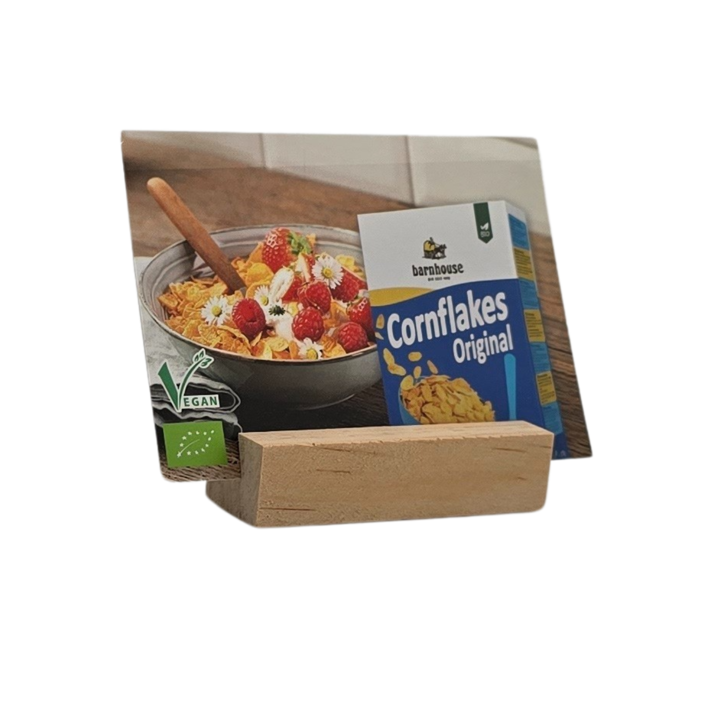 Barnhouse Cornflakes Original Sortenkarte
Buffetbeschilderung mit Zutatenliste/Allergenhinweis
BxH ca. 105 x 80 mm