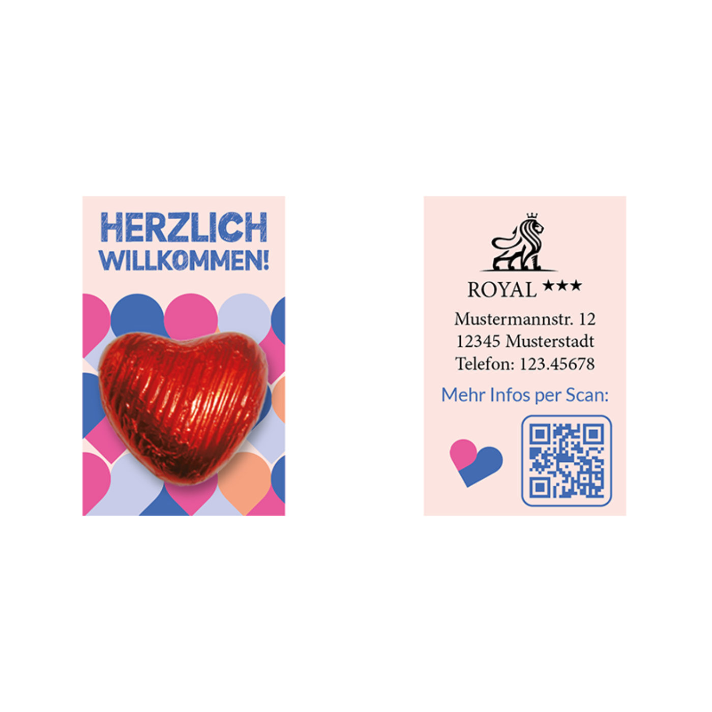 Snackcards Mini - rotes Schokoherz (60x38mm) - Zartschmelzendes Schokoherz in roter Folie – süß, liebevoll und dekorativ.