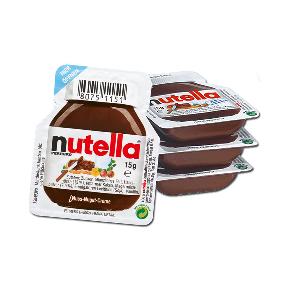 Ferrero Nutella Portionspackungen
120x15g pro Karton Ferrero Nutella Portionspackungen
120x15g pro Karton