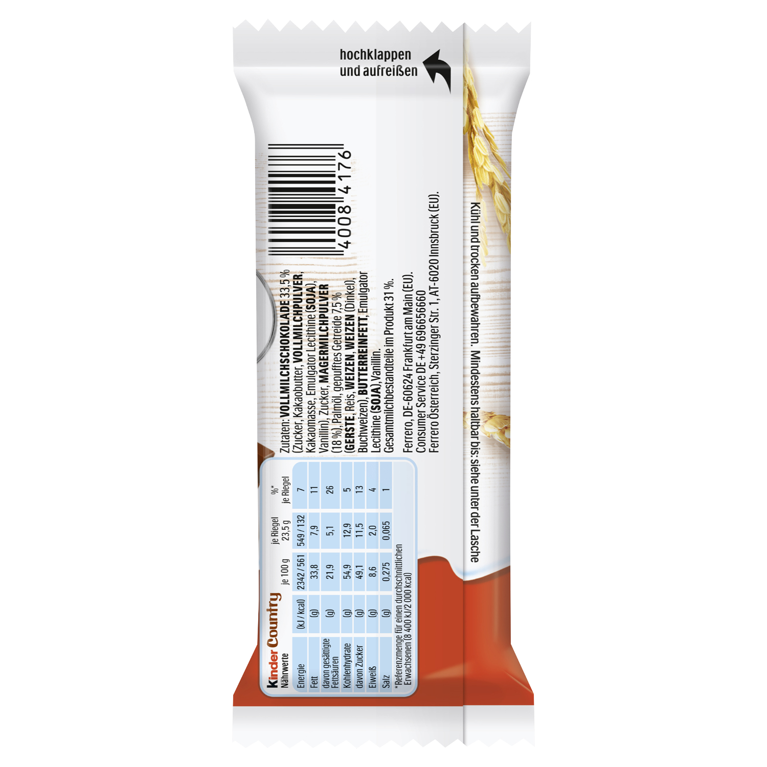 kinder Country Einzelriegel - 20 Riegel a 23,5g