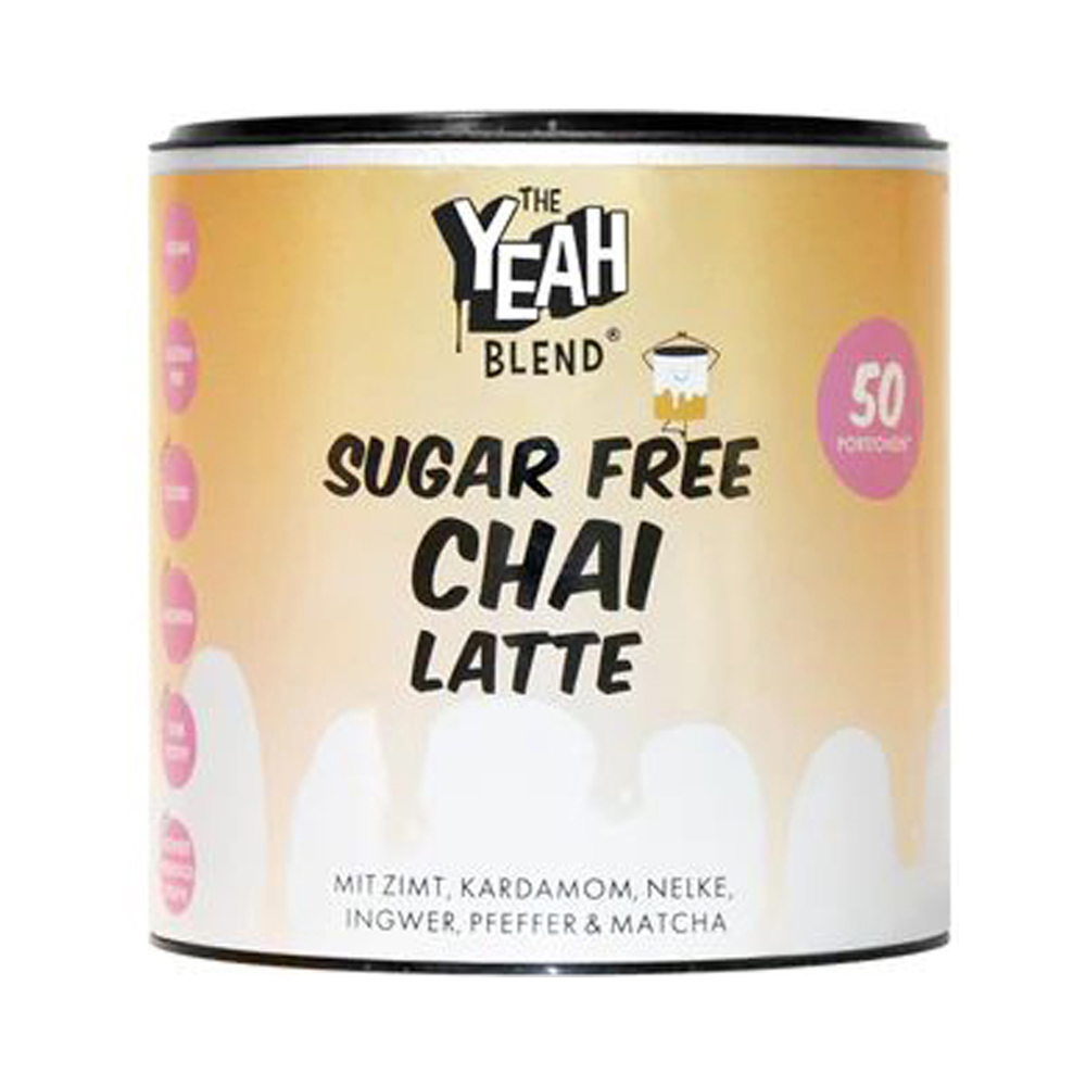 The Yeah Blend Sugar free Chai Latte 250g Dose
ca. 50 Portionen
mit echten Gewürzen aus Indien und Matcha-Grüntee