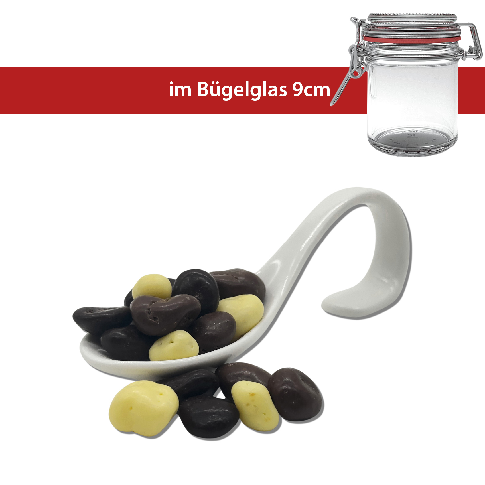 Schokolierte Früchte Mischung 100g
9cm Bügelglas
16 Stück pro Karton